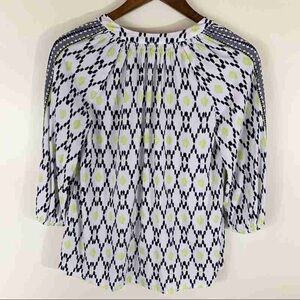 Patterned Women's Top - Black, White, Yellow